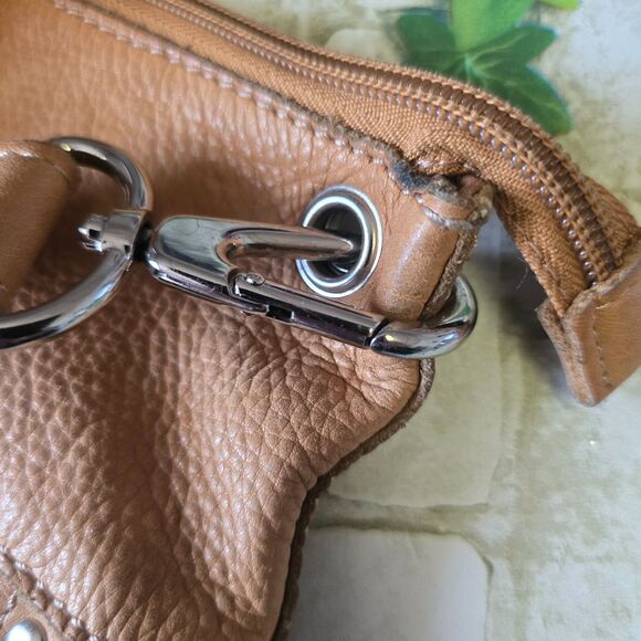 Fossil Genuine Leather Crossbody Shoulder Bag Tan Brown Boho Casual Purse - Picture 10 of 15